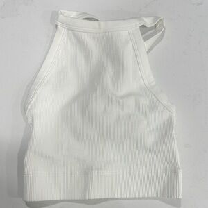 White Ribbed Crop Top